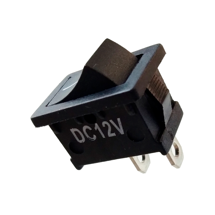 LLAVE TECLA UN PUNTO RECTANGULAR NEGRA 2P 12V