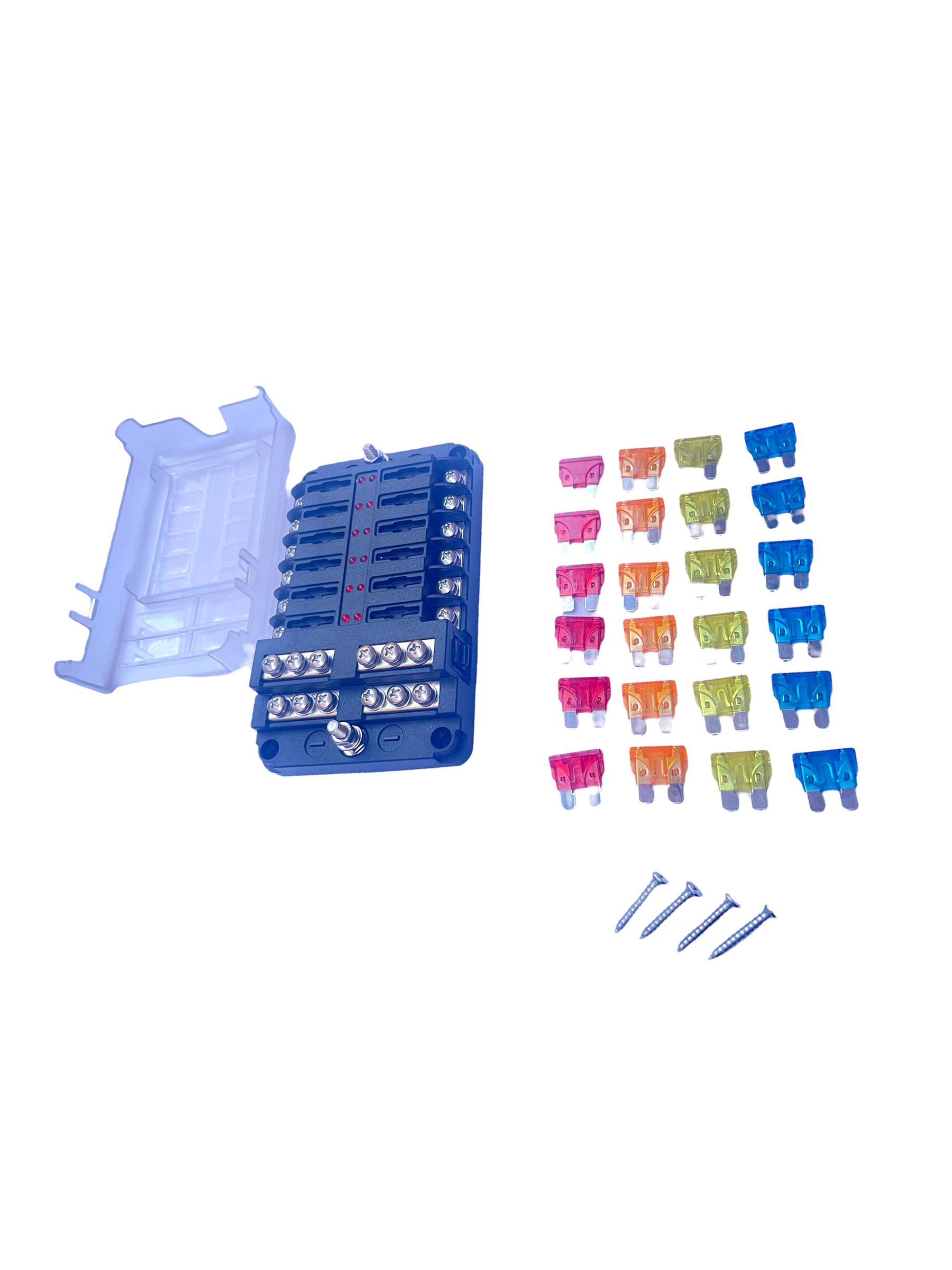 CAJA PORTA FUSIBLE FB12-PN 2 CIRCUITOS FUSIBLE ATO/ATC / INDICADOR CON POSITIVO / NEGATIVO
