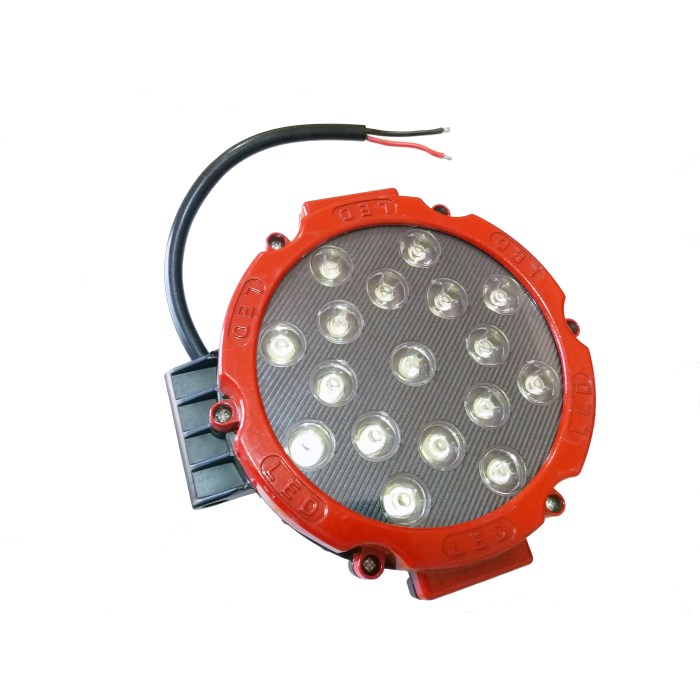 BUSCA HUELLA LED 17 LED 11-51W (9-30V) 52MM (CARCASA DE METAL ROJA)
