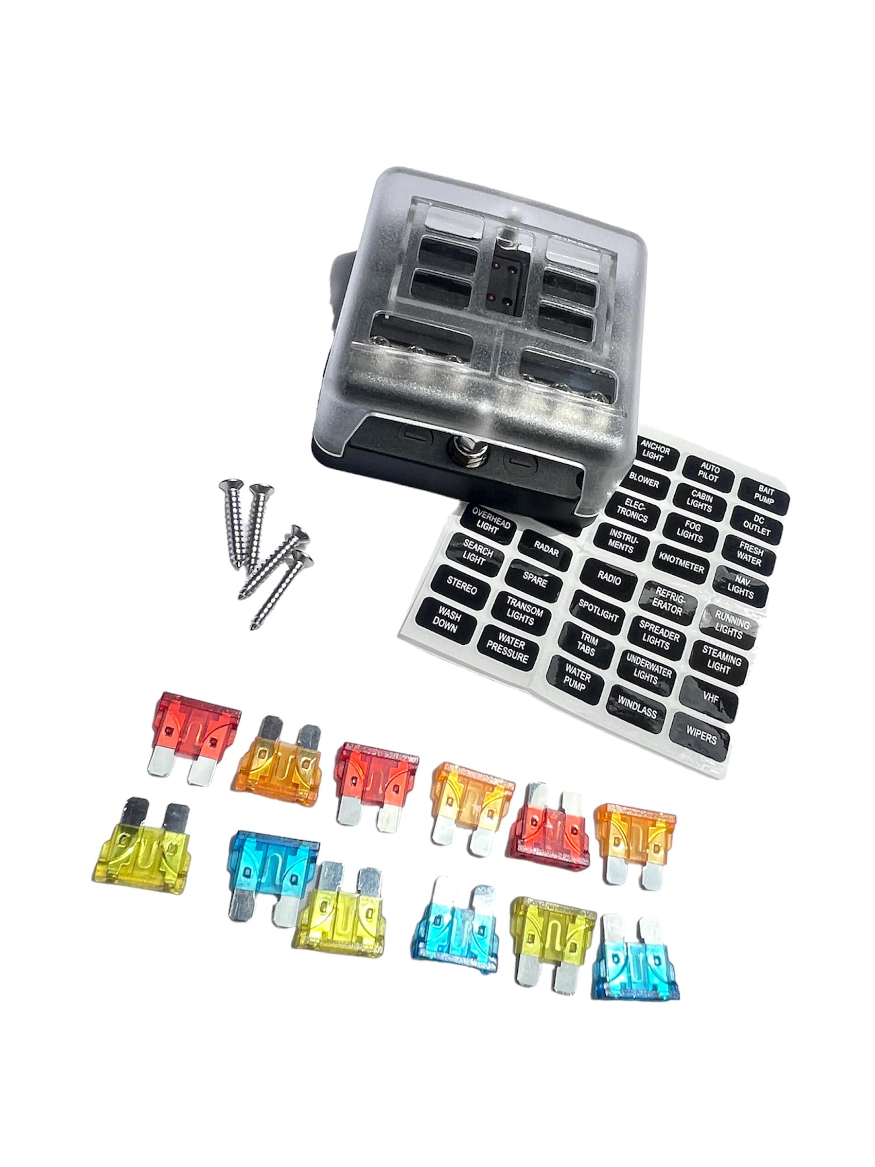 CAJA PORTA FUSIBLE FB6-PN 6 CIRCUITOS FUSIBLE ATO/ATC / INDICADOR CON POSITIVO  / NEGATIVO