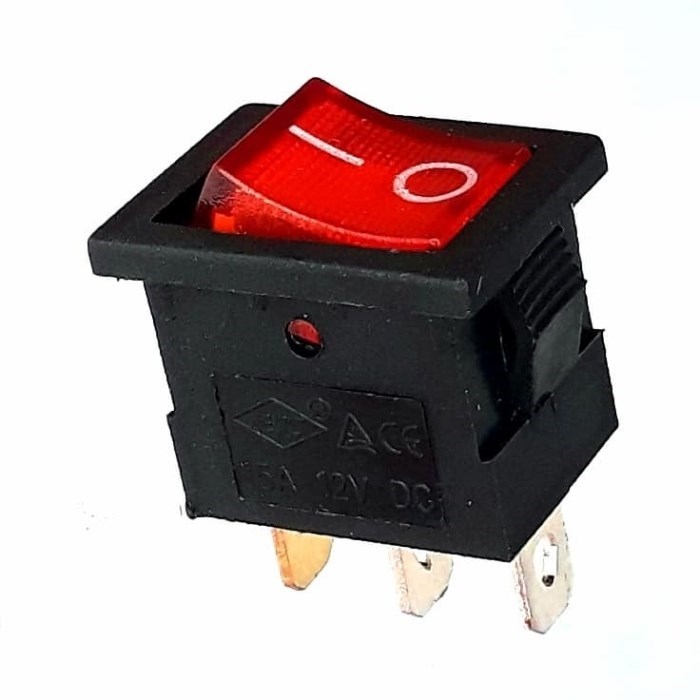 LLAVE TECLA UN PUNTO RECTANGULAR CON LUZ ROJO 3P (512-JP-10002)