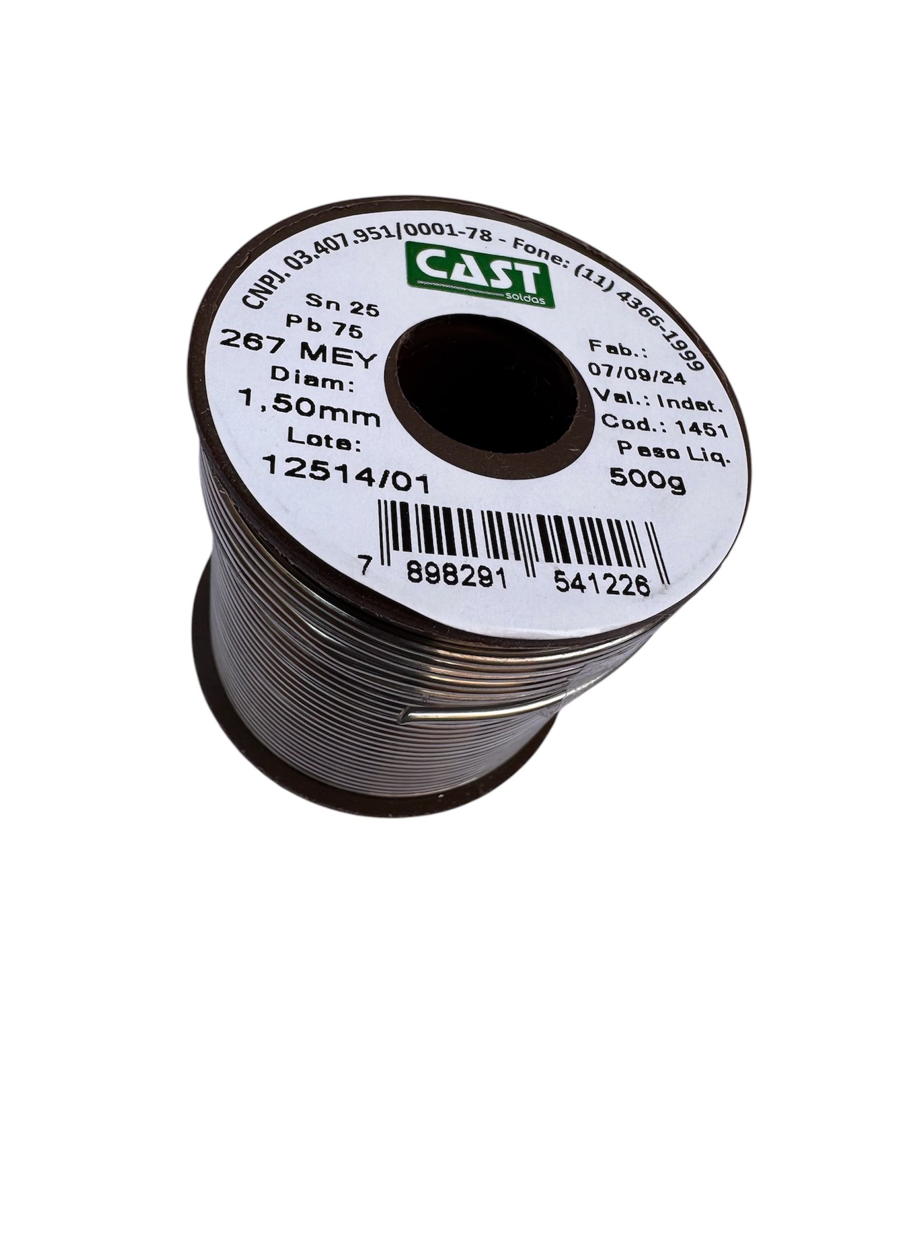 CARRETEL DE ESTAÑO EN HILO 25X75 1.5MM 500GRS. (CAJA MARRON) 36 METROS