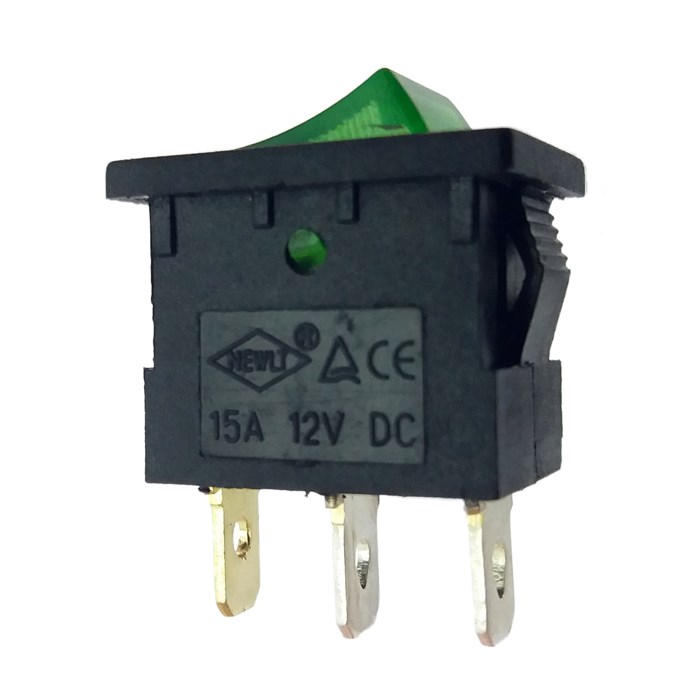 LLAVE TECLA UN PUNTO RECTANGULAR CON LUZ VERDE 3P