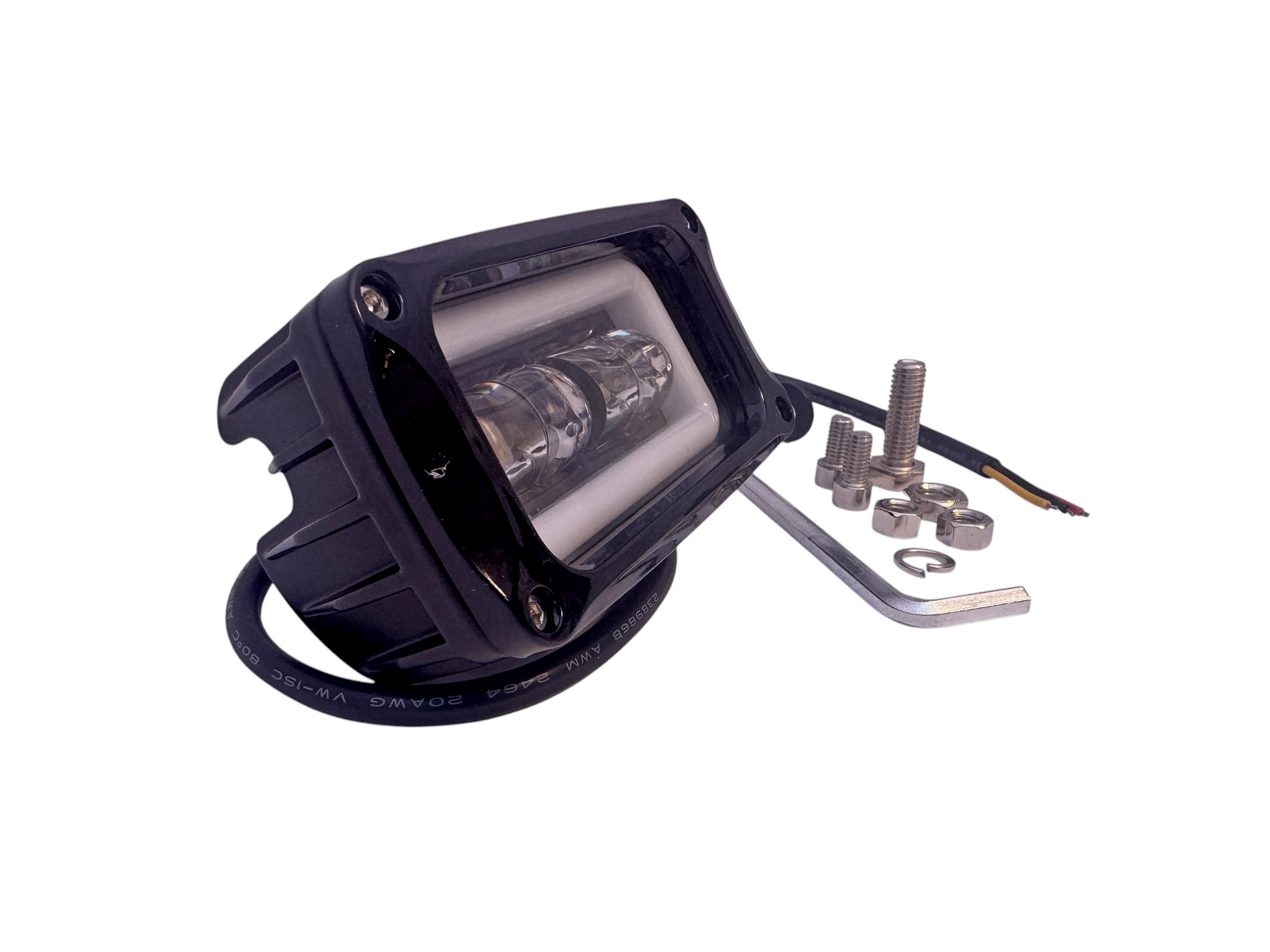 BUSCA HUELLA LUZ BLANCA FIJA  CON OJO DE ANGEL BALNCA / 40W 2LED / 4000LM  / 100*55*60MM / 9-30V / CARCASA ALUMINIO