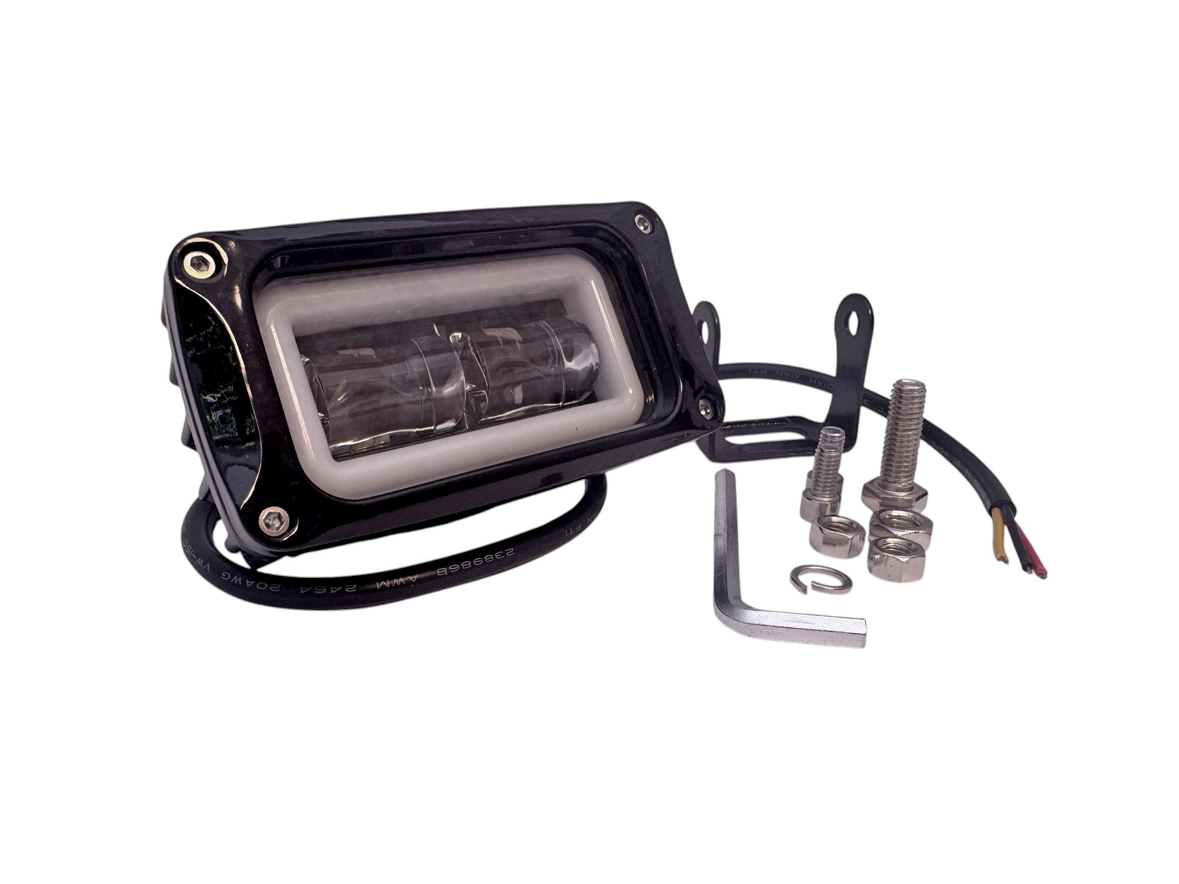 BUSCA HUELLA LUZ BLANCA FIJA  CON OJO DE ANGEL BALNCA / 40W 2LED / 4000LM  / 100*55*60MM / 9-30V / CARCASA ALUMINIO