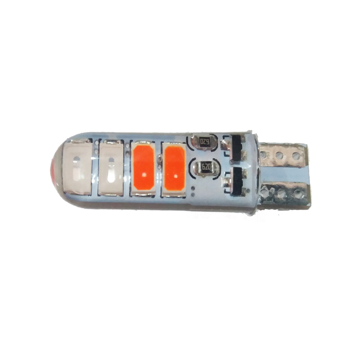 FOCO LED SILICONADO TRICOLOR FLASH T10G-5730-8SMD-12V