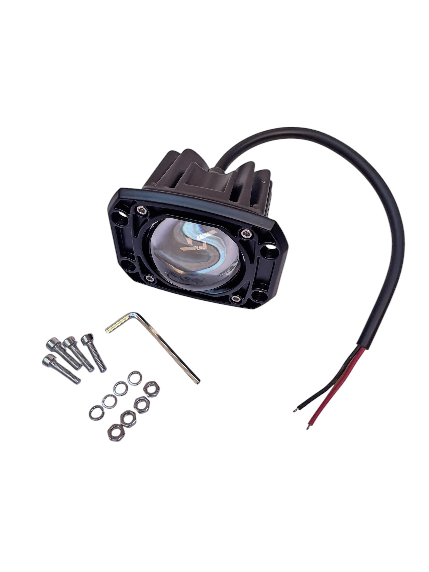 BUSCA HUELLA BLANCO-AMARILLO / LUZ ALTA Y BAJA / 20W / 80*63*51MM / 2000LM / 9-30V / CARCASA ALUMINIO