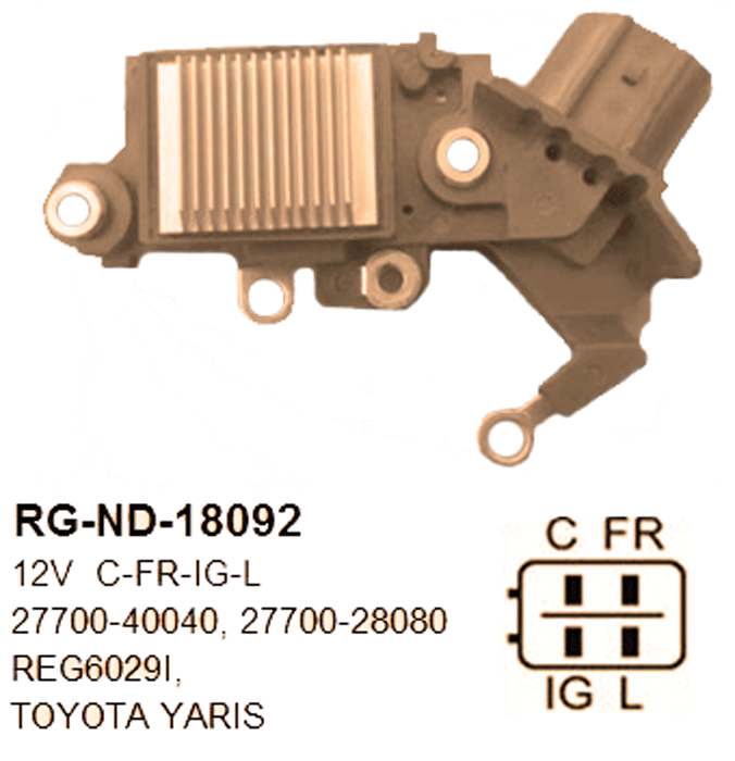 REGULADOR DE VOLTAJE / 27700-28080 / RG-ND-18092 / VITZ, RACTIS, IST, AURIS, BELTA